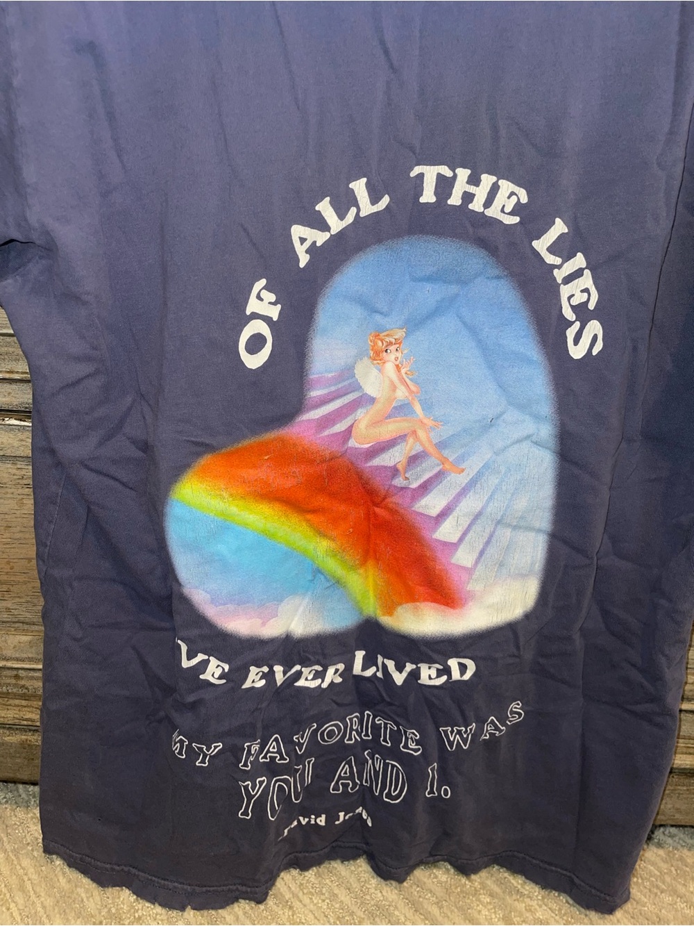 Boys Lie Navy Blue Short Sleeve Tee with Rainbow Heart Graphic